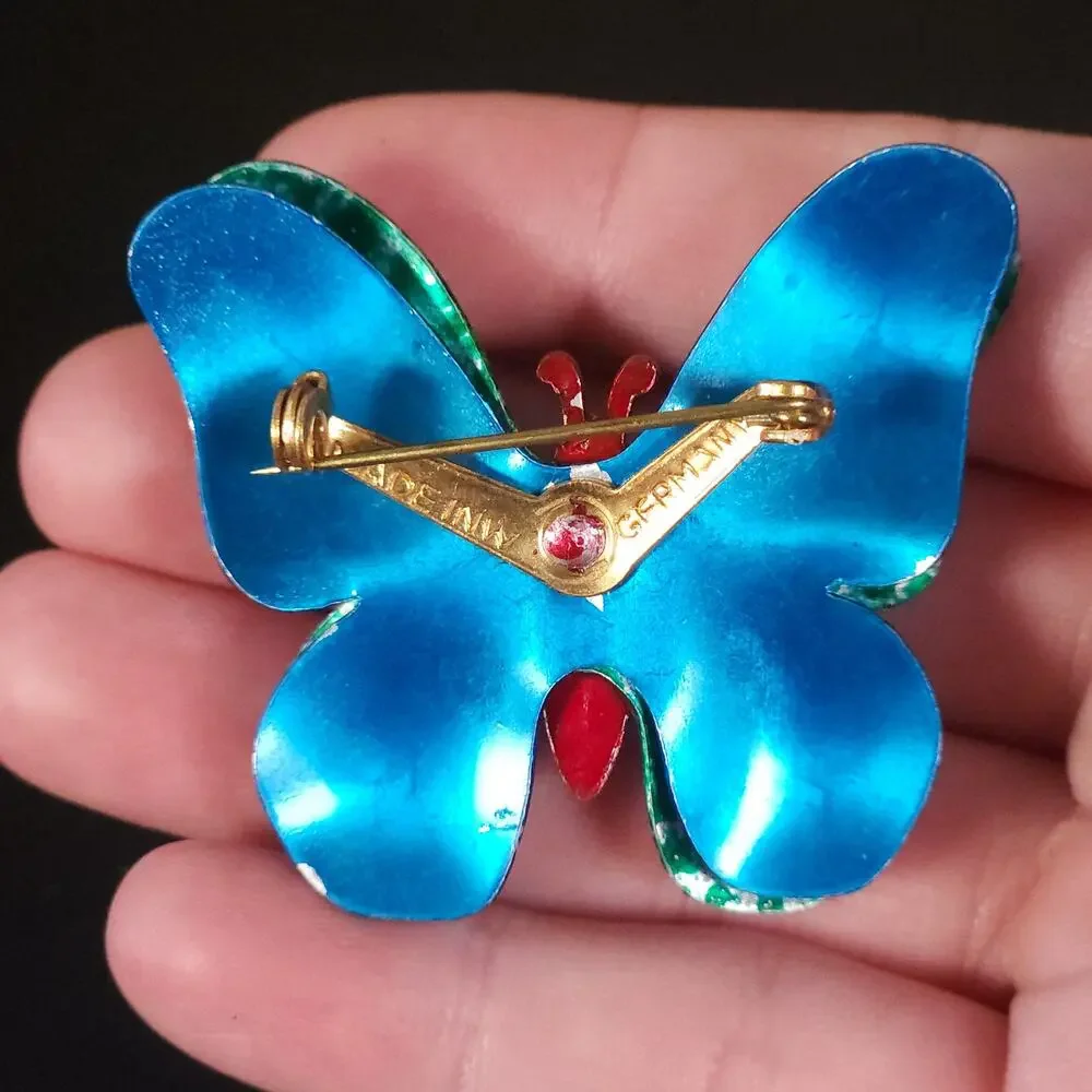 Vintage Blue Butterfly Brooch - Charming Nature-Inspired Accessory - Picture 9 of 10
